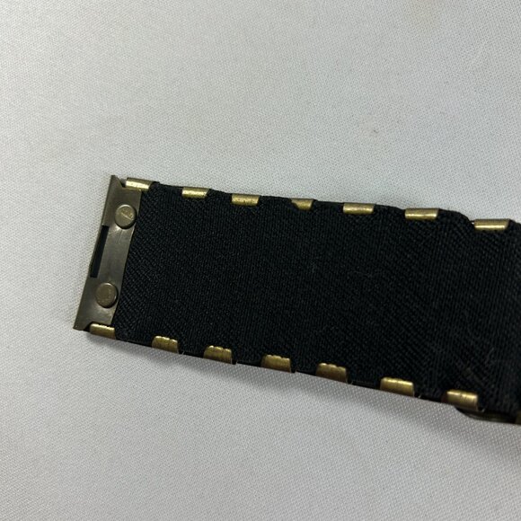 Vtg Steampunk Metal Brass Tone Elastic Belt Ornate Buckle Rhinestones Y2K - Picture 6 of 9